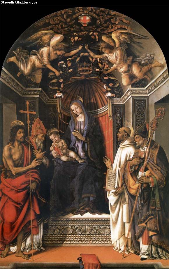 Fra Filippo Lippi The Madonna and the Nno enthroned with the holy juan the Baptist, Victor Bernardo and Zenobio